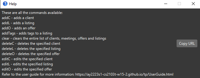 help message